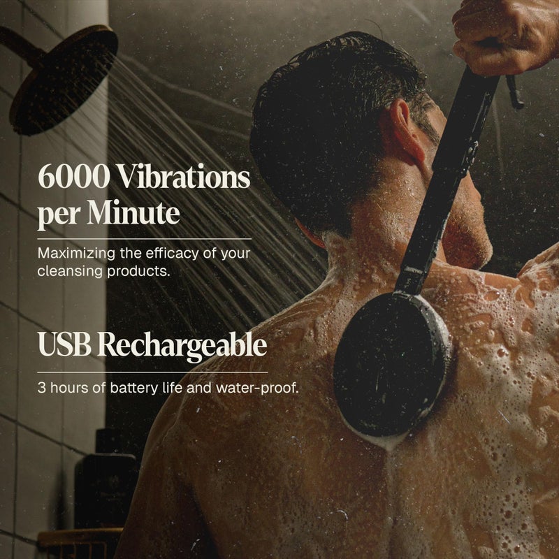 Black Wolf Silicone Body Scrubber & Exfoliator - Vibrating Loofah Shower Scrubber Brush with Handle Extension for Back - Deep Cleaning & Exfoliating Body Scrub - Bath Hygiene Essentials - Men & Women - Image 5