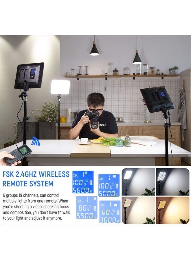 VILTROX 2 Packs LED Video Light kit with Light Stand and Wireless Remote, 30W/2450Lux Dimmable 3300K-5600K LED Panel Lights CRI 95+ for Photography Video Portrait Conference Vlog Streaming（VL-200T）  - Image 5