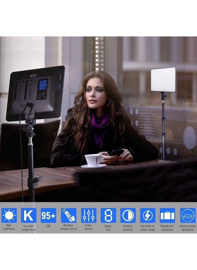 VILTROX 2 Packs LED Video Light kit with Light Stand and Wireless Remote, 30W/2450Lux Dimmable 3300K-5600K LED Panel Lights CRI 95+ for Photography Video Portrait Conference Vlog Streaming（VL-200T）  - Image 3