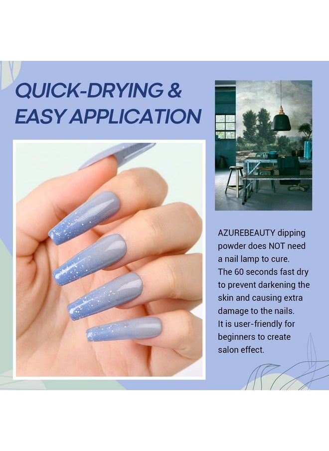 AZUREBEAUTY Dip Powder Nail Set Blue Sage Green Grey Shades All Seasons 6 Colors Dipping Powder Starter Kit French Nail Art Manicure Diy Salon Gifts For Women No Need Nail Lamp Cured  - Image 3