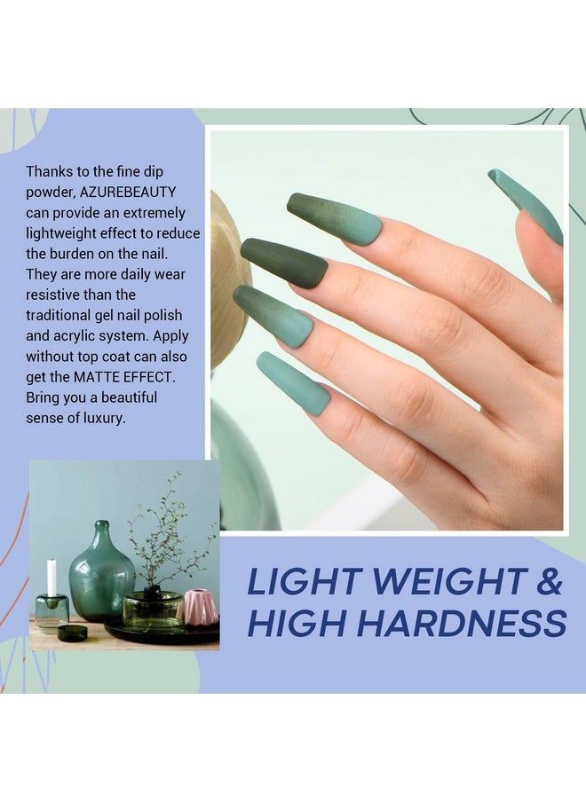 AZUREBEAUTY Dip Powder Nail Set Blue Sage Green Grey Shades All Seasons 6 Colors Dipping Powder Starter Kit French Nail Art Manicure Diy Salon Gifts For Women No Need Nail Lamp Cured  - Image 4