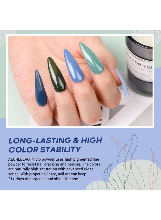 AZUREBEAUTY Dip Powder Nail Set Blue Sage Green Grey Shades All Seasons 6 Colors Dipping Powder Starter Kit French Nail Art Manicure Diy Salon Gifts For Women No Need Nail Lamp Cured  - Image 2