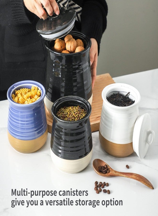 HASENSE Ceramic Kitchen Canister, 75 OZ Coffee Canister with Lid, Airtight Food Storage Jar for Coffee Bean, Nuts, Candy, Spice, Flour and Herb, Large Food Container, Kitchen Decor, Black - Image 2