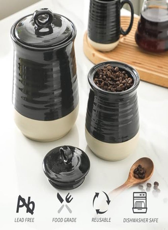 HASENSE Ceramic Kitchen Canister, 75 OZ Coffee Canister with Lid, Airtight Food Storage Jar for Coffee Bean, Nuts, Candy, Spice, Flour and Herb, Large Food Container, Kitchen Decor, Black - Image 5