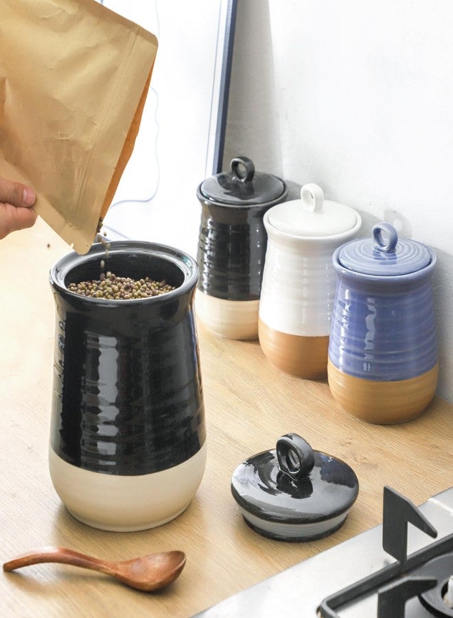 HASENSE Ceramic Kitchen Canister, 75 OZ Coffee Canister with Lid, Airtight Food Storage Jar for Coffee Bean, Nuts, Candy, Spice, Flour and Herb, Large Food Container, Kitchen Decor, Black - Image 3