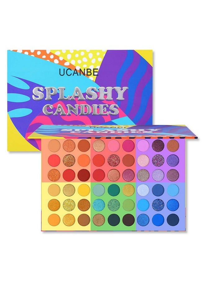 Ucanbe - UCANBE 54 Colors Splashy Candies Eyeshadow Palette, Highly Pigmented Matte Shimmer Soft Creamy Glitter Rainbow Bright Powder Eye Shadow Blendable Waterproof Long Lasting Makeup Pallet… - Image 1