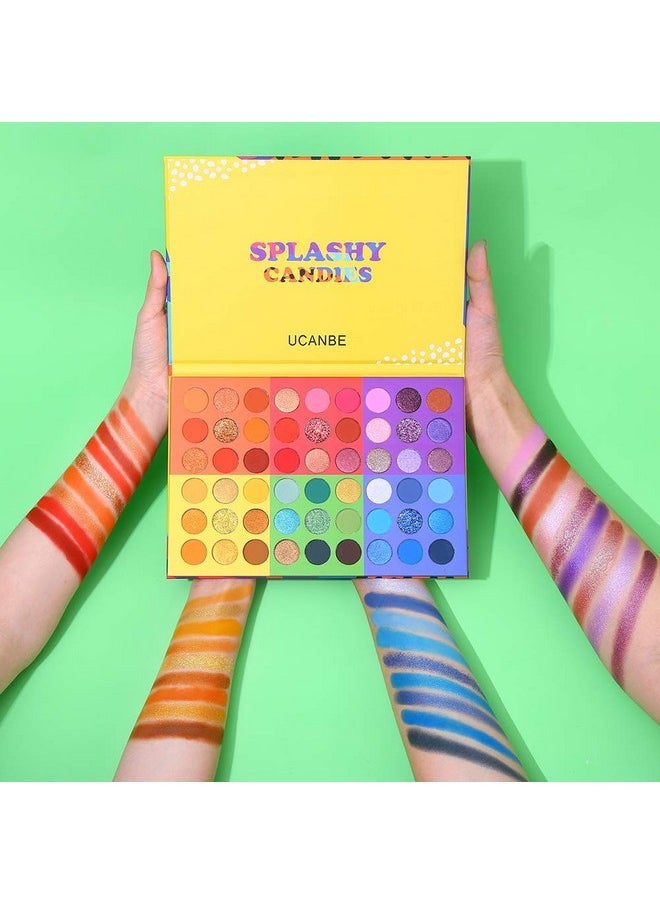 Ucanbe - UCANBE 54 Colors Splashy Candies Eyeshadow Palette, Highly Pigmented Matte Shimmer Soft Creamy Glitter Rainbow Bright Powder Eye Shadow Blendable Waterproof Long Lasting Makeup Pallet… - Image 1
