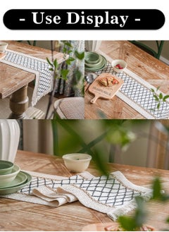 LEOKOR Natural Burlap Splicing Cotton Boho Table Runner with Tassels 30*180CM  - Image 2