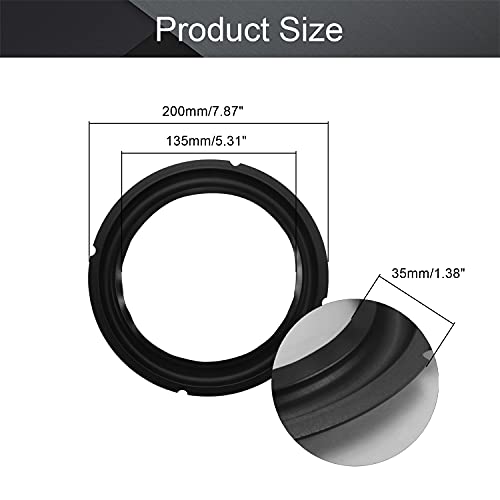 Fielect 4Pcs 8 Inch Black Notch Speaker Rubber Edge Surround Rings Replacement Parts for Speaker Repair or DIY - Image 2