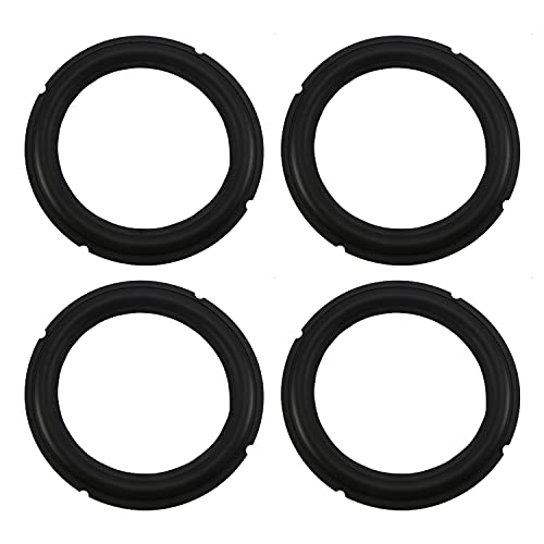 Fielect 4Pcs 8 Inch Black Notch Speaker Rubber Edge Surround Rings Replacement Parts for Speaker Repair or DIY - Image 1