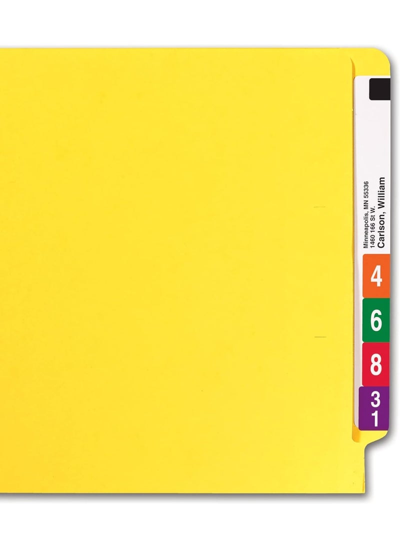 Smead Smead End Tab File Folder, Shelf-Master Reinforced Straight-Cut Tab, Letter Size, Yellow, 100 per Box (25910)  - Image 1