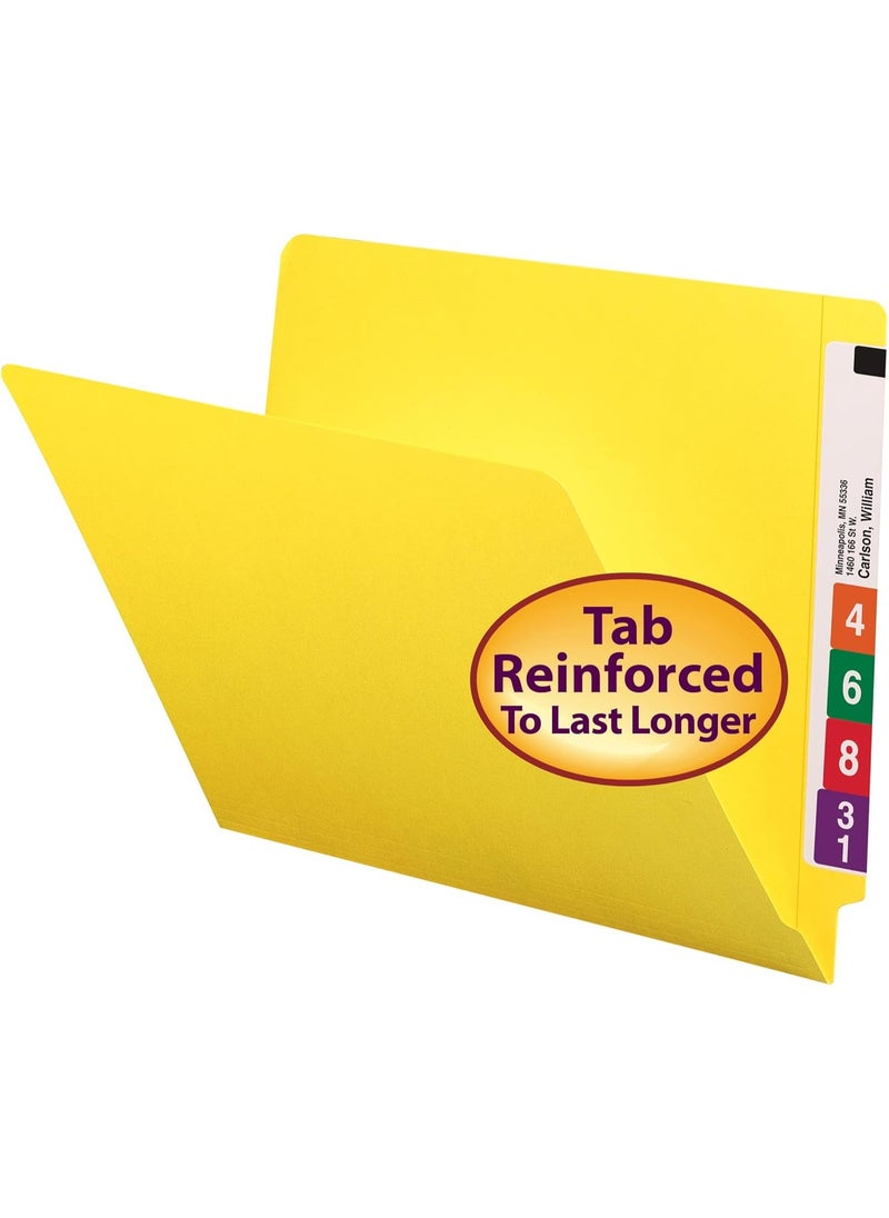 Smead Smead End Tab File Folder, Shelf-Master Reinforced Straight-Cut Tab, Letter Size, Yellow, 100 per Box (25910)  - Image 2