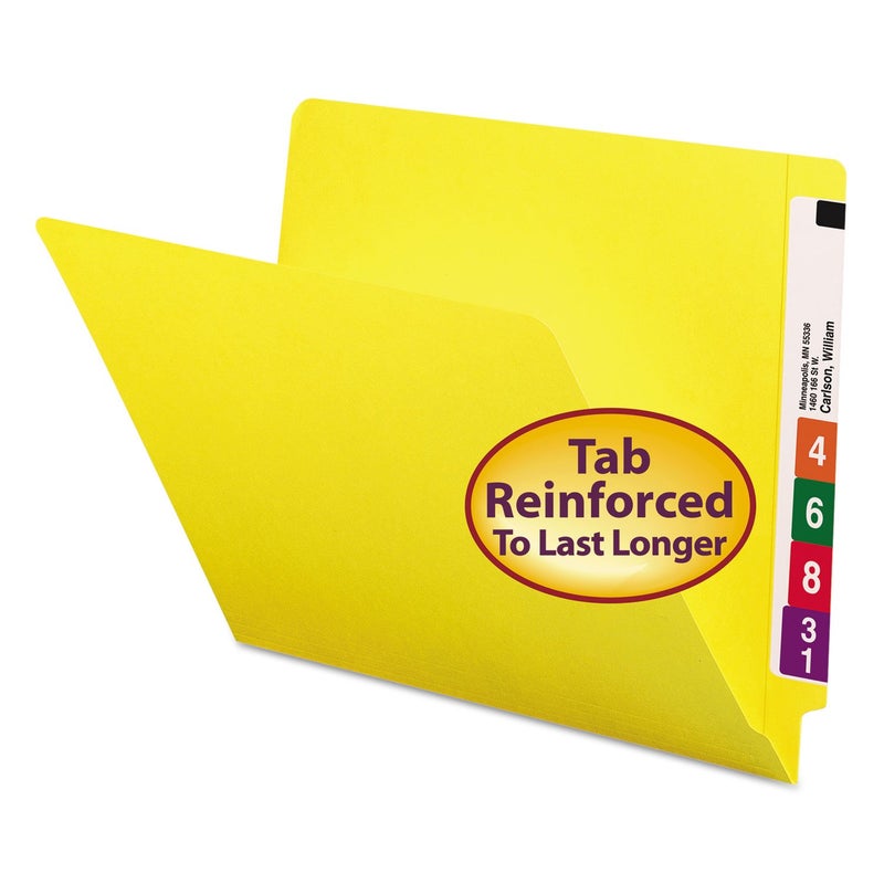 Smead End Tab File Folder, Shelf-Master Reinforced Straight-Cut Tab, Letter Size, Yellow, 100 per Box (25910) - Image 1