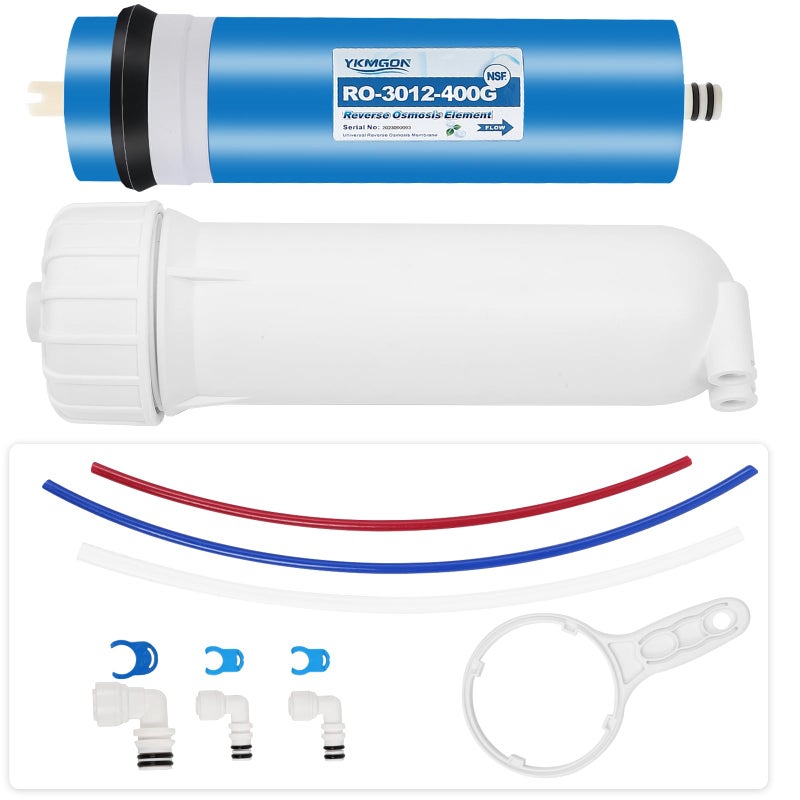 YKMGON 400GPD Reverse Osmosis Membrane Kit with RO Membrane HousingWrenchQuickConnect FittingsCheck Valve and Water Pipe Replacement for Under Sink Home Drinking RO Water Filter System