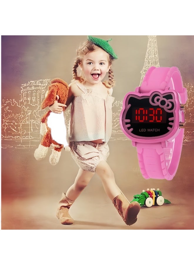 Hello Kitty Pink Hello Kitty Kids Watch - Cute Cartoon LED Digital Silicone Strap Gift for Girls - Image 2