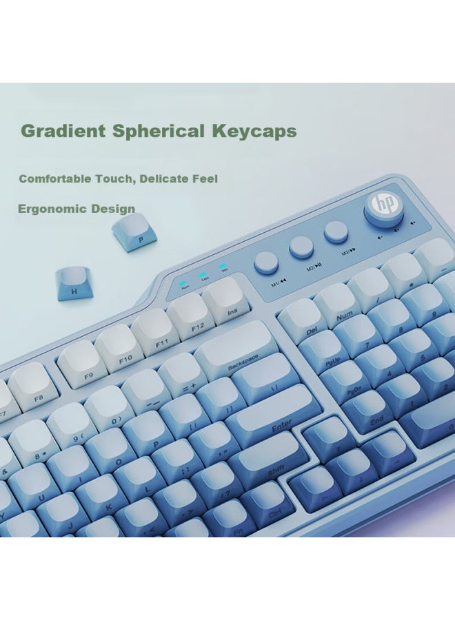 Hp K360 Wired Keyboard Gradient Color Keycaps Rgb Mechanical Feel Ergonomic Design Office Gaming Universal League Of Legends Esports Gaming Keyboard Green 98 Keys - Image 3