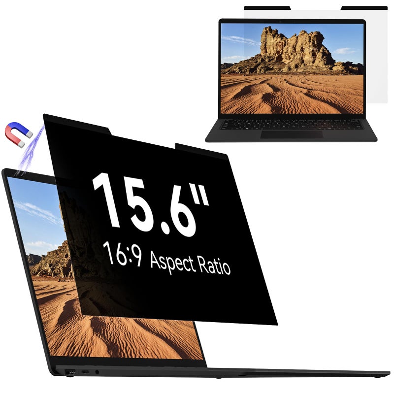 Mamol Magnetic Laptop Privacy Screen 15.6 inch ,16:9 Aspect Removable Anti Glare Protector Blue Light Privacy Screen Filter,Filter Shield Compatible with HP/Dell/Acer/Asus/Samsung/Lenovo/Thinkpad Envy - Image 1