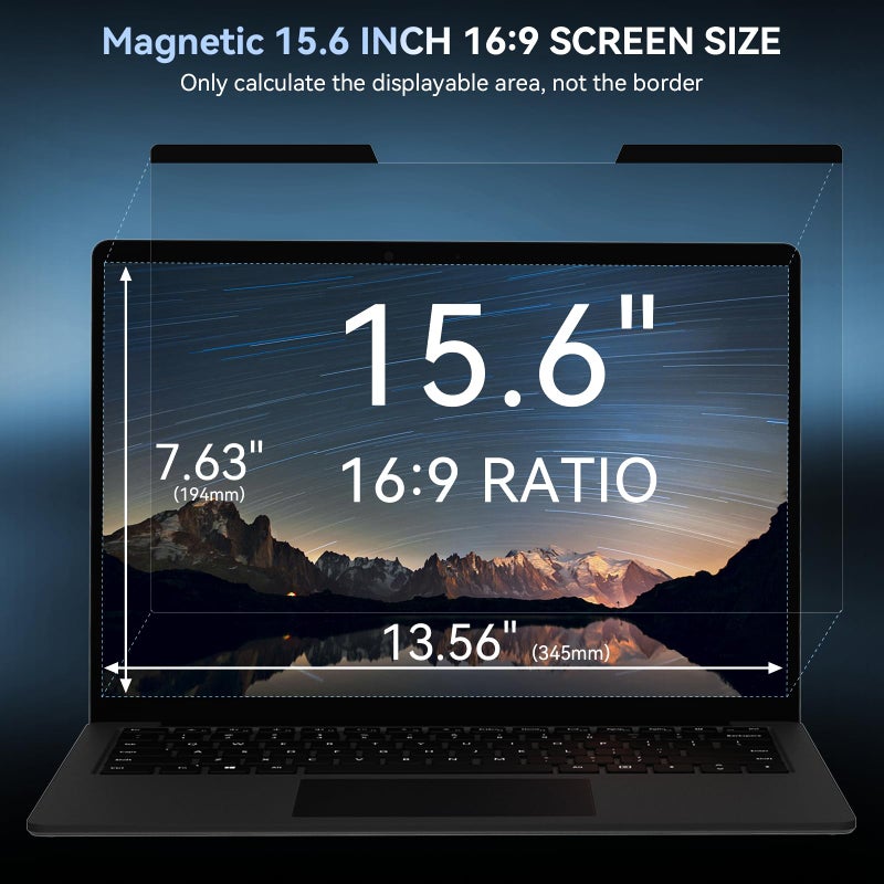 Mamol Magnetic Laptop Privacy Screen 15.6 inch ,16:9 Aspect Removable Anti Glare Protector Blue Light Privacy Screen Filter,Filter Shield Compatible with HP/Dell/Acer/Asus/Samsung/Lenovo/Thinkpad Envy - Image 2