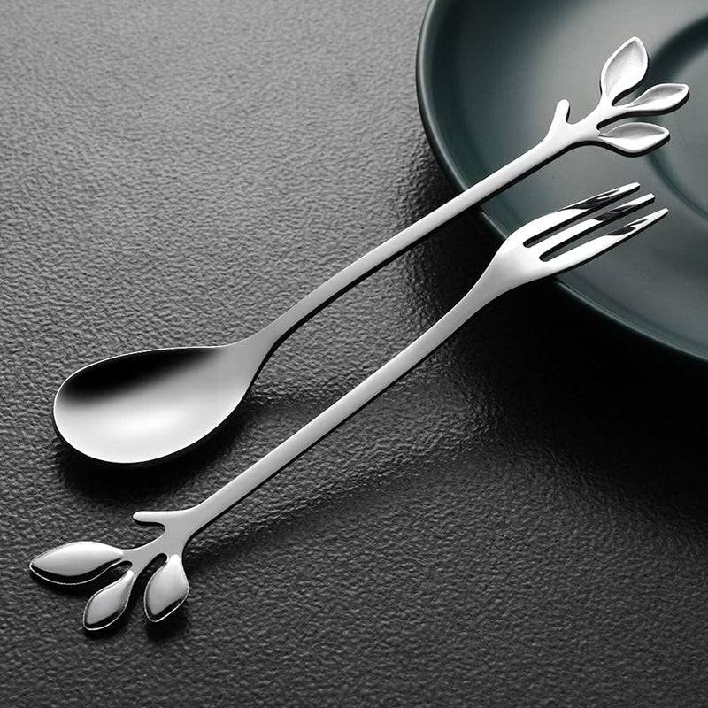AnSaw Elegant Silver Leaf Coffee Spoons - 10-Piece, 4.7" Mini Stainless Steel Espresso & Dessert Tea Spoons, Perfect for Demitasse & Small Servings - Image 5