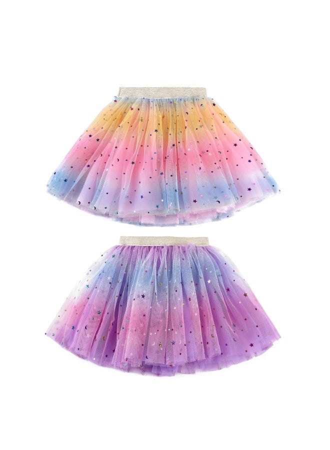 NajmStyle Ballet Tutu Skirt Set for Little Girls – 2-Piece Rainbow Sparkle Design with Multi-Layer Tulle – Perfect for Ballet, Parties & Birthdays(80cm-110cm) - Image 1