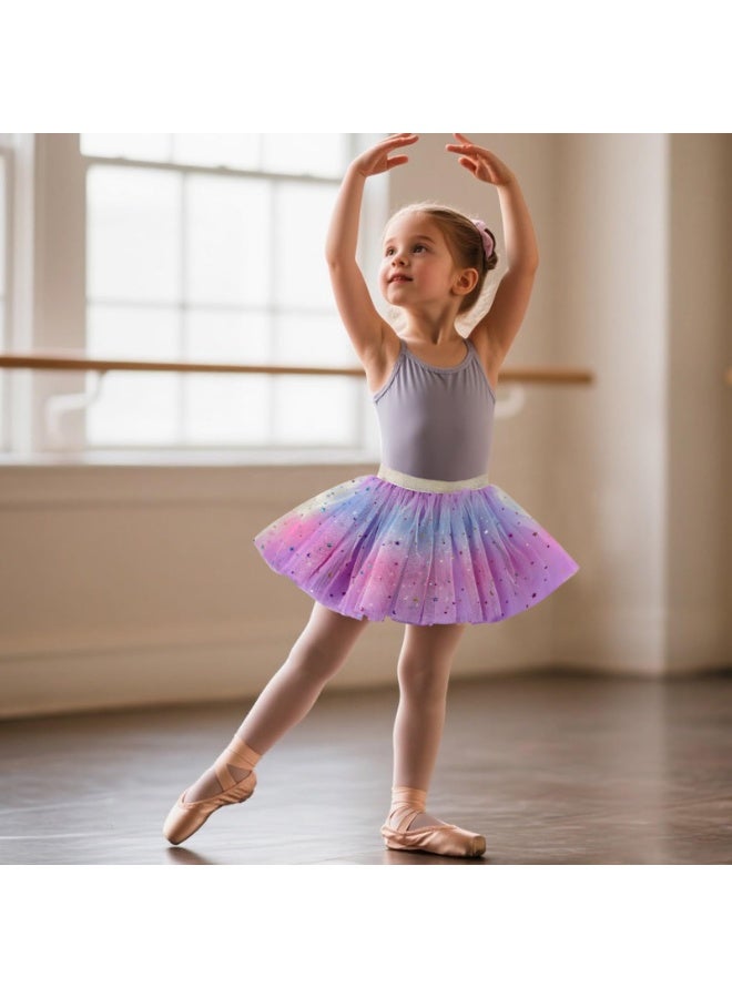 NajmStyle Ballet Tutu Skirt Set for Little Girls – 2-Piece Rainbow Sparkle Design with Multi-Layer Tulle – Perfect for Ballet, Parties & Birthdays(80cm-110cm) - Image 3