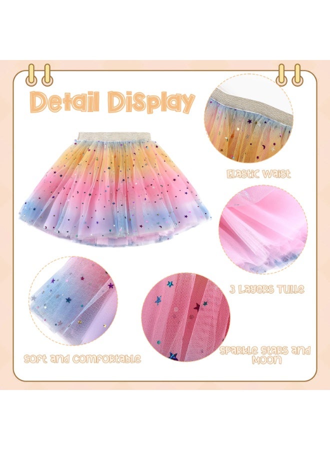 NajmStyle Ballet Tutu Skirt Set for Little Girls – 2-Piece Rainbow Sparkle Design with Multi-Layer Tulle – Perfect for Ballet, Parties & Birthdays(80cm-110cm) - Image 4