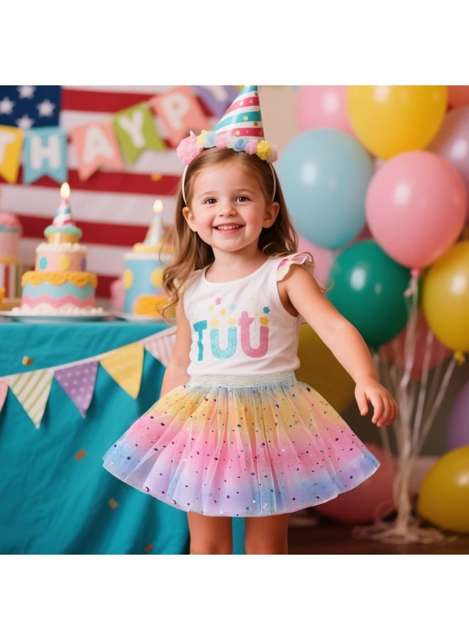 NajmStyle Ballet Tutu Skirt Set for Little Girls – 2-Piece Rainbow Sparkle Design with Multi-Layer Tulle – Perfect for Ballet, Parties & Birthdays(80cm-110cm) - Image 2