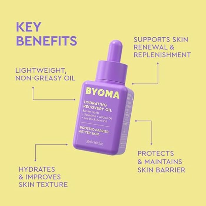BYOMA Hydrating Recovery Oil - Luxury Face Oil with Squalane, Jojoba Oil & Seabuckthorn Oil - Instant Radiant and Glowy Skin - Barrier Repair Facial Oil - 1.01 fl. oz - Image 3