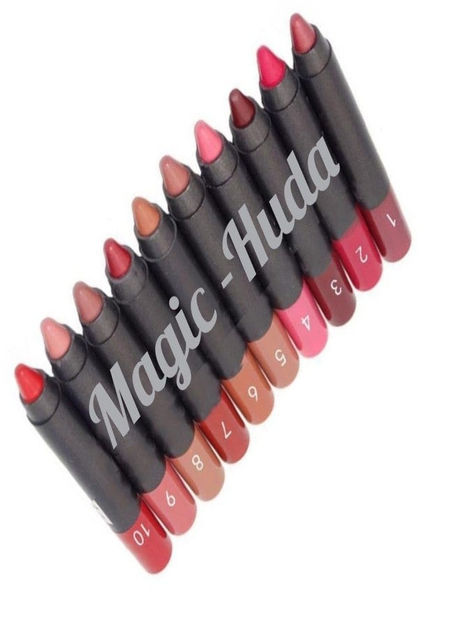 MagicHuda Magic Huda Combo Bold Matt Crème Long Lasting Crayon LipsticK For Girls,Multicolor Crème Finish Pack of 12 - Image 1