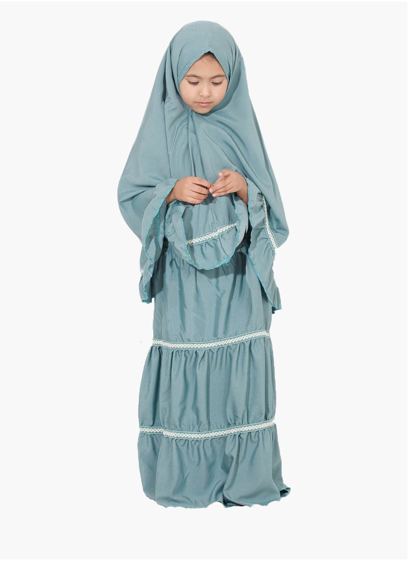 Elanesa  Ruffle Prayer Sets For Kids Dark Turquoise  - Image 2