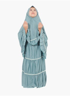 Elanesa  Ruffle Prayer Sets For Kids Dark Turquoise  - Image 3