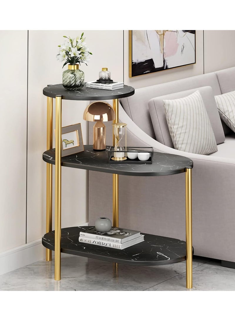 DubaiGallery طاولة قهوة صغيرة بثلاثة رفوف وطاولة جانبية للأريكة وطاولة زاوية وإطار من الحديد وطاولة جانبية لغرفة المعيشة - Image 2