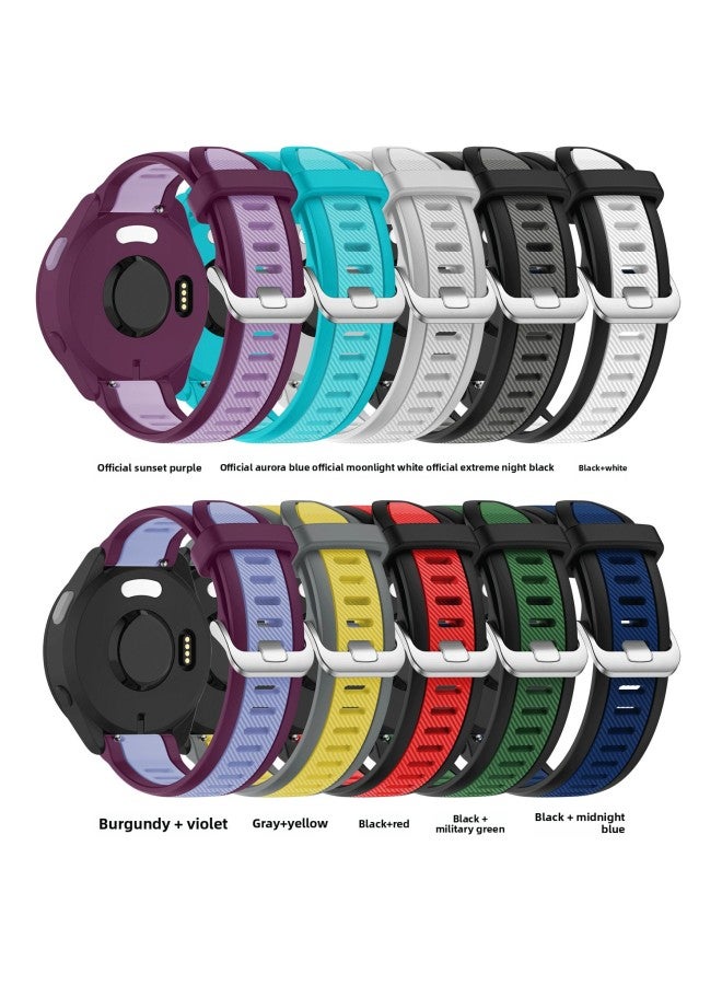 For Jiaming Forerunner165 Silicone Strap 22mm Double Color Texture Strap Official Strap-Color:Official Moonlight White-Specifications:22mm - Image 3