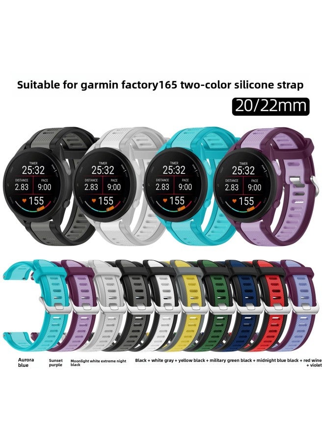 For Jiaming Forerunner165 Silicone Strap 22mm Double Color Texture Strap Official Strap-Color:Official Moonlight White-Specifications:22mm - Image 2