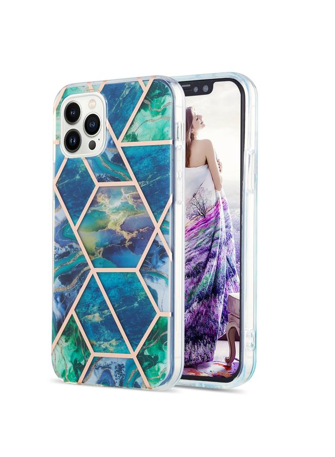 S-TOP Case For iPhone 16 Pro Electroplating Splicing Marble Flower Pattern Dual-side IMD TPU Shockproof Phone Case - Image 1