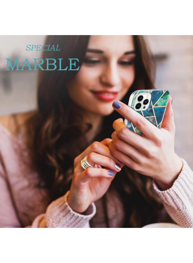 S-TOP Case For iPhone 16 Pro Electroplating Splicing Marble Flower Pattern Dual-side IMD TPU Shockproof Phone Case - Image 5