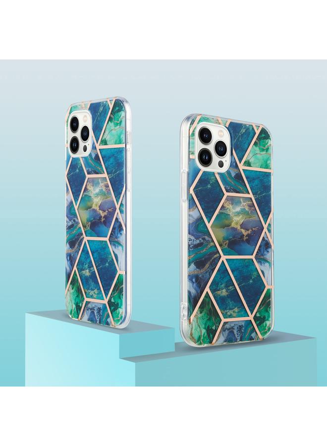 S-TOP Case For iPhone 16 Pro Electroplating Splicing Marble Flower Pattern Dual-side IMD TPU Shockproof Phone Case - Image 2