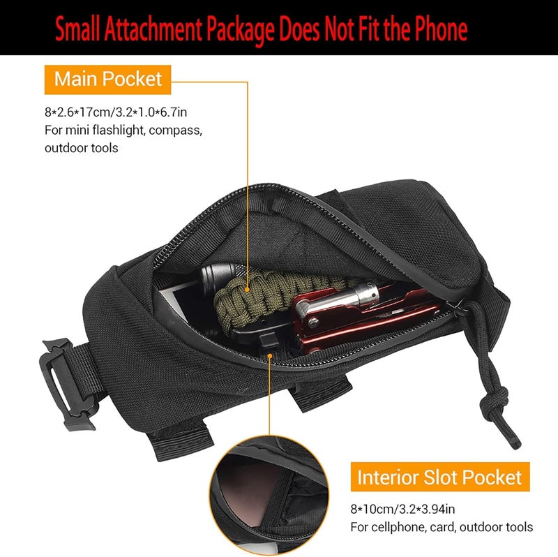 Zikra Backpack Shoulder Strap Accessory Pouch, Tactical Molle Bag Multifunctional EDC Tool Pockets Small Compact Pouchs for Belt Outdoor Sport Hunting - Image 4