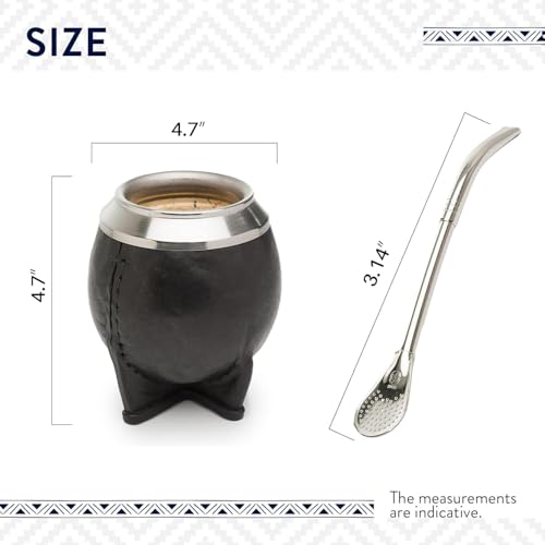 THEARG Yerba Mate Gourd Set with Stainless Steel Straw | Handmade Leather Yerba Mate Cup and Bombilla Set from Argentina - Beach Essentials - Idea for Gifts | Travel Cup Mate - Image 4