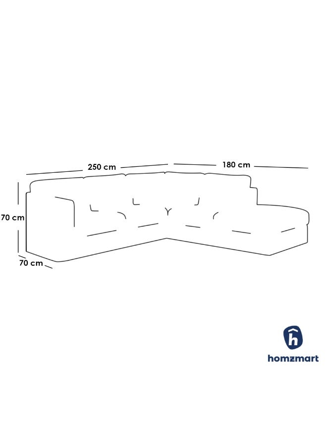 هومزمارت كنبة زاوية خشب سويدي و مخمل-  رمادي - Image 2
