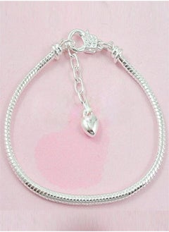 ORiTi White Silver Plated Heart Lobster European Snake Chain Bracelets fit Charm Beads 6.3"  - Image 5
