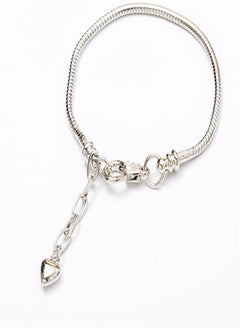 ORiTi White Silver Plated Heart Lobster European Snake Chain Bracelets fit Charm Beads 6.3"  - Image 3