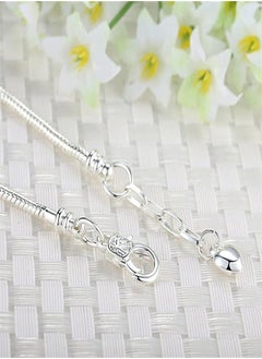 ORiTi White Silver Plated Heart Lobster European Snake Chain Bracelets fit Charm Beads 6.3"  - Image 4