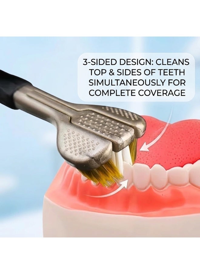 Ultra-Soft 3-Sided Toothbrush – Wrap-Around Bristles for Deep Teeth & Gum Cleaning (Random Color) - Image 2