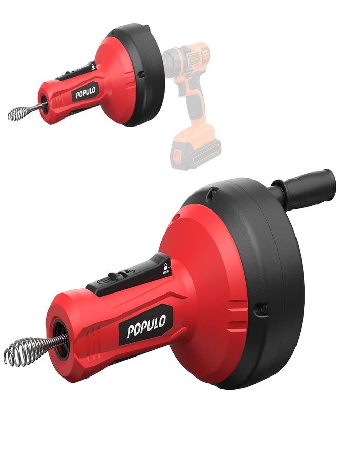 POPULO Drain Auger, Auto Feed Plumbing Snake Clog Remover for Unclog Sink Drain 3/4"-2" Pipe, 16 Ft Snake Hair Drain Clog Remover Cleaner Tools Manually or Powered for Shower, Bathtub, Kitchen, Sink - Image 1
