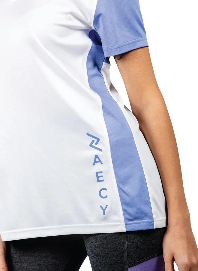 Zaecy Pearl White Moody Blue Women's V-neck T-shirt for Women | Best Price UAE