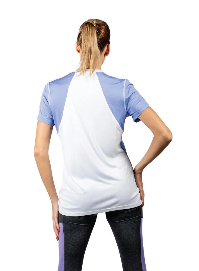 Zaecy Pearl White Moody Blue Women's V-neck T-shirt for Women | Best Price UAE