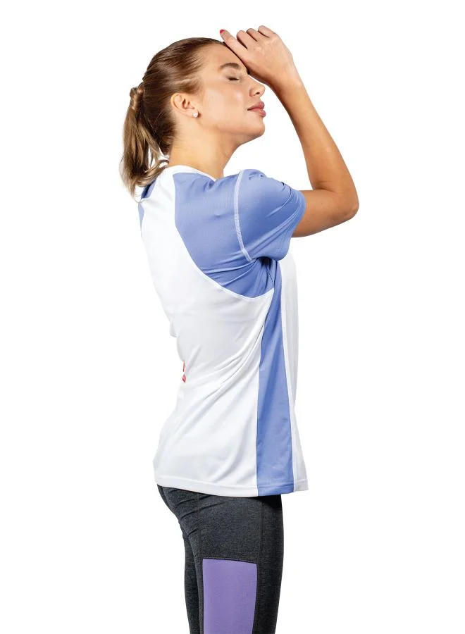 Zaecy Pearl White Moody Blue Women's V-neck T-shirt for Women | Best Price UAE