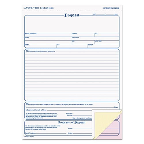TOPS Pendaflex TOPS Proposal Form 3Part Carbonless 85 x 11 Inches Phantom Rule 50 Sets per Pack 3850 - Image 1