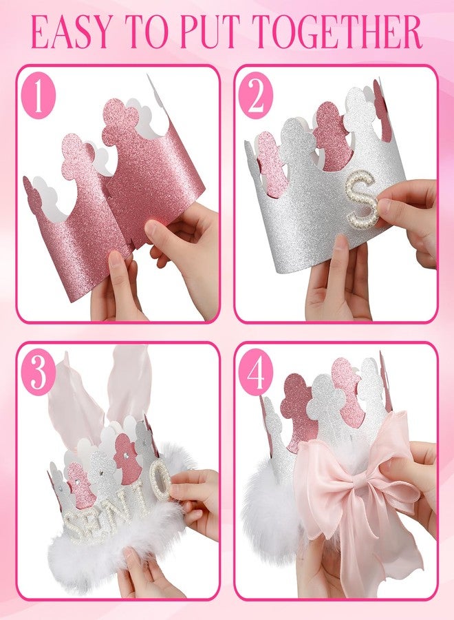 Suncalla Graduation Senior Crown Craft Kit, Make Your Own Pink Sliver Crown Hats with Rhinestone Stickers White Feather Strip Pink Bow Clip DIY Set for Class of 2026 Celebrations Grad Party Supplies - Image 5